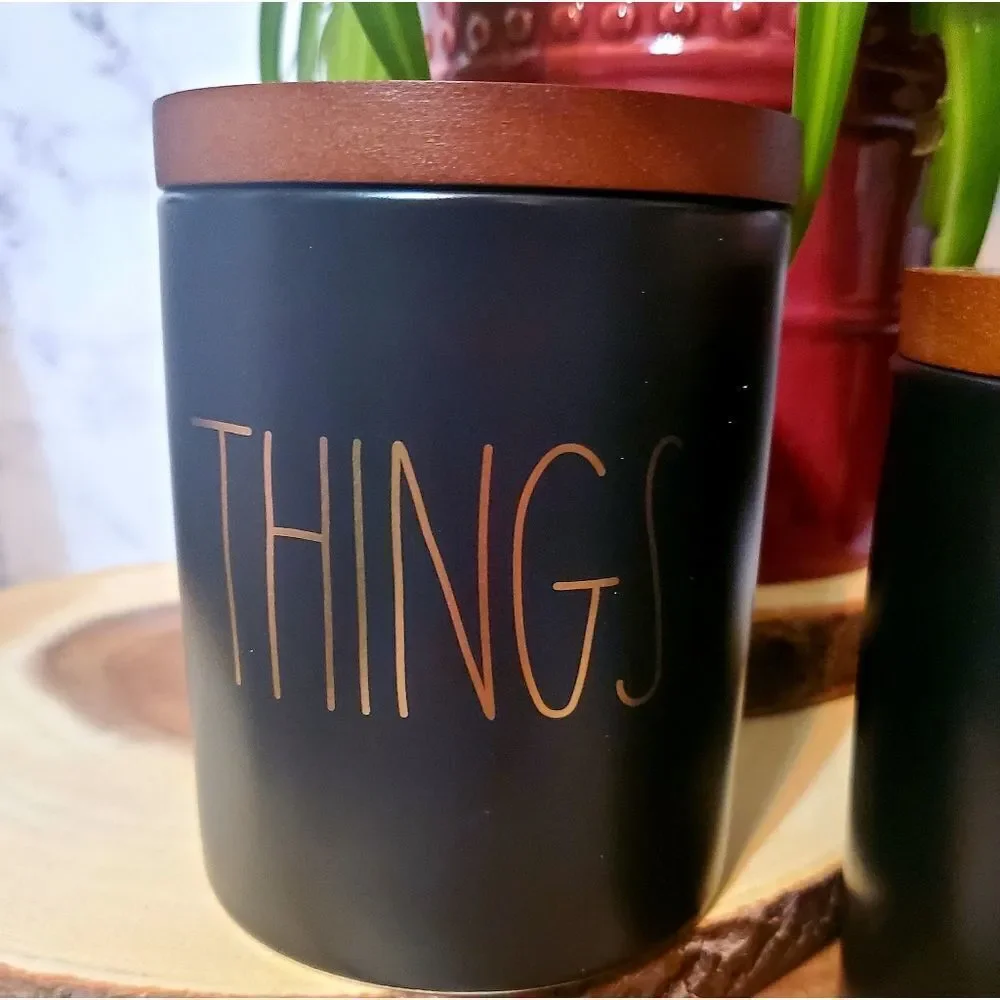 Rae Dunn Black & Gold Things Cannister
